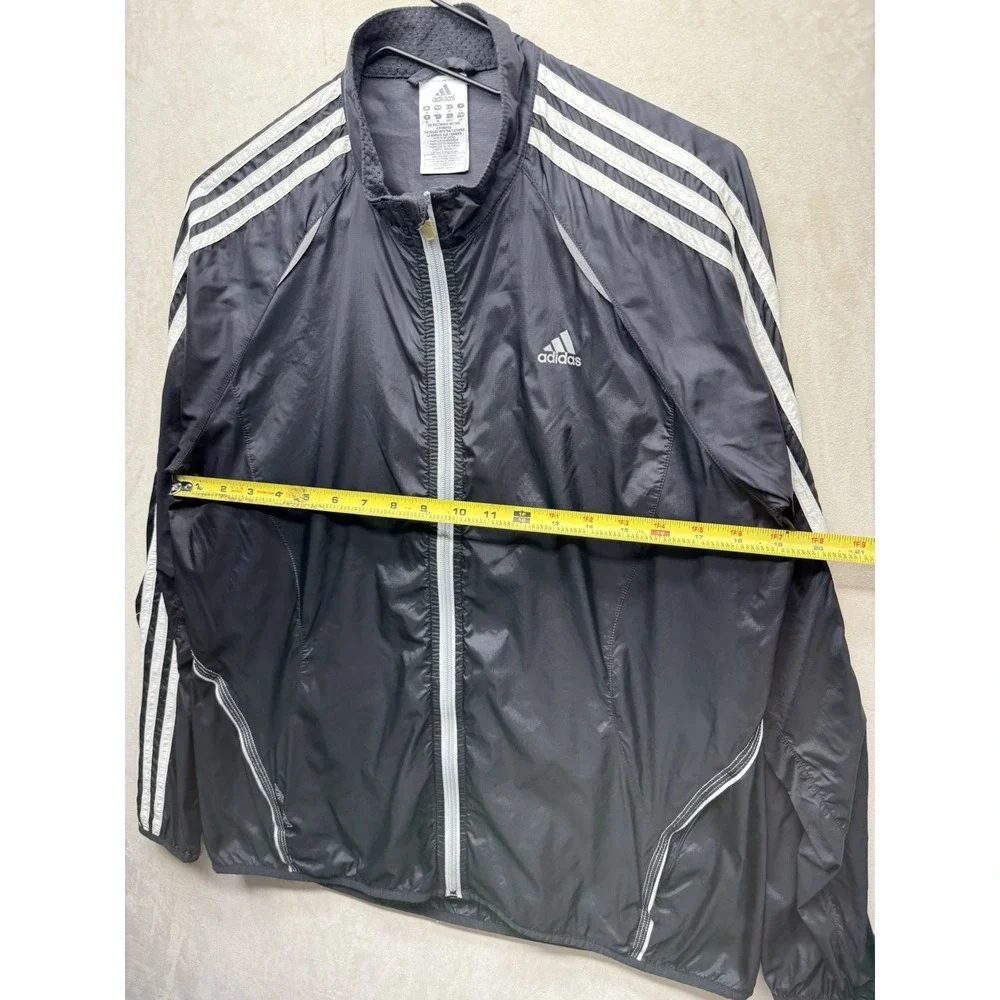 adidas Jacket Mens Large Formotion Track Windbreaker Black Full Zip Lightweight